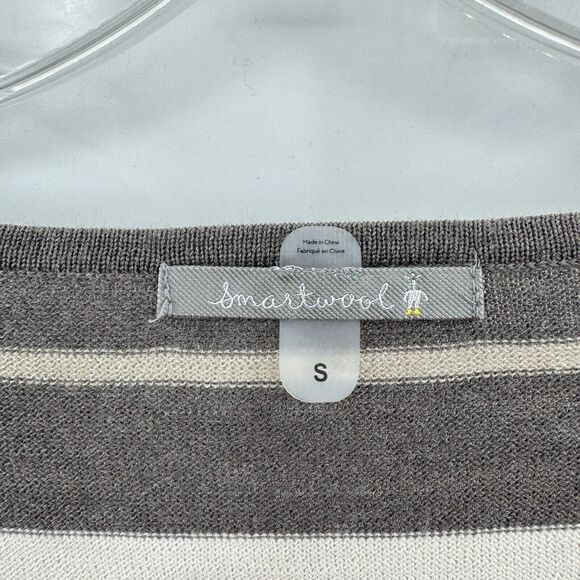 Smartwool Striped V-Neck Sweater Size S Brown Merino Wool Quiet Luxury Office - Picture 5 of 9